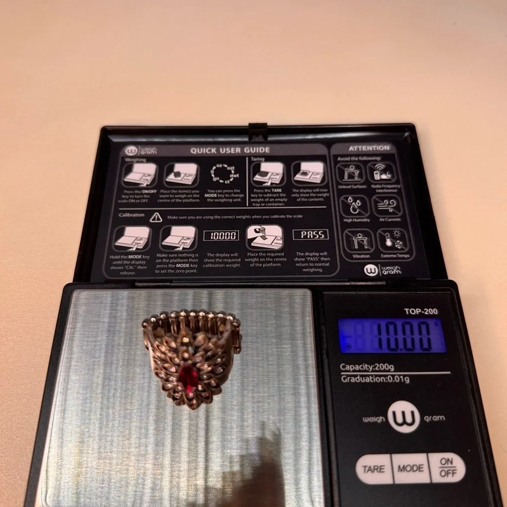 Vintage Estate Adjustable Silver Toned Blooming Firework Red Ring Lot D52